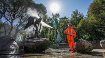 Специалисты промыли московский фонтан "Поющий журавль" на Чистых прудах
