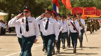 На базе России в Таджикистане состоялось шествие, посвященное Дню Победы