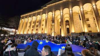 Митингующие в Тбилиси прорвали заграждения у входа в парламент