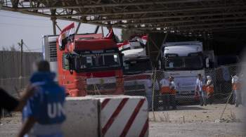 В сектор Газа въехали более 70 грузовиков с гумпомощью, заявили в Израиле 