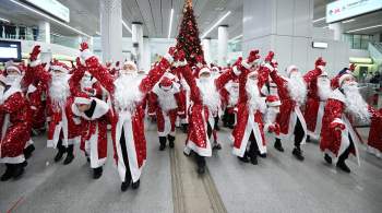 В московском метро прошел флешмоб Дедов Морозов 